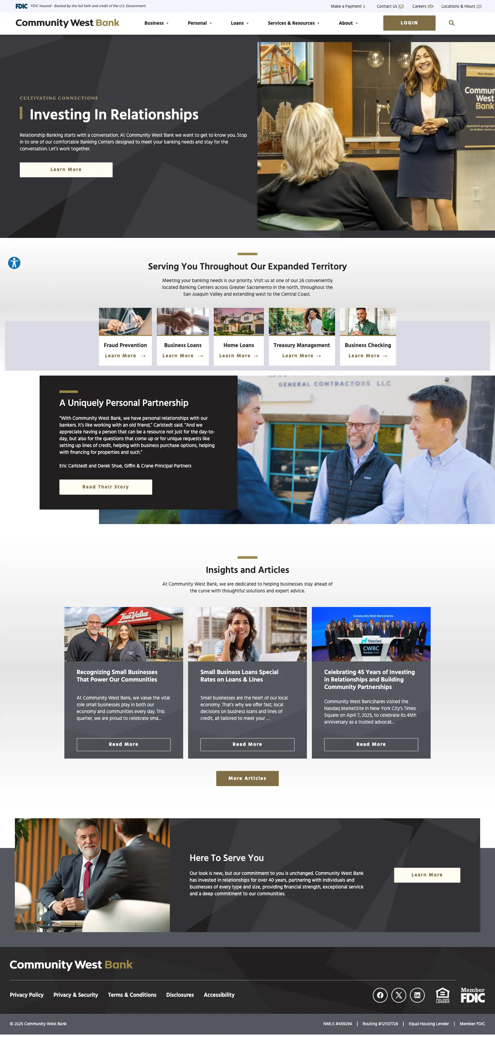Community West Bank website landing page