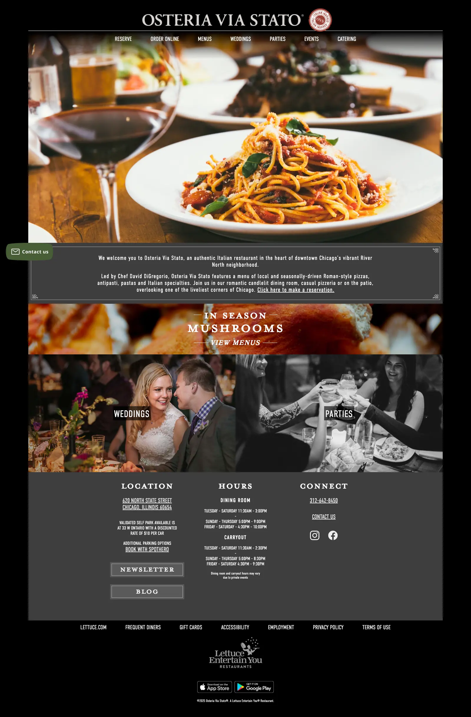 Osteria Via Stato website landing page